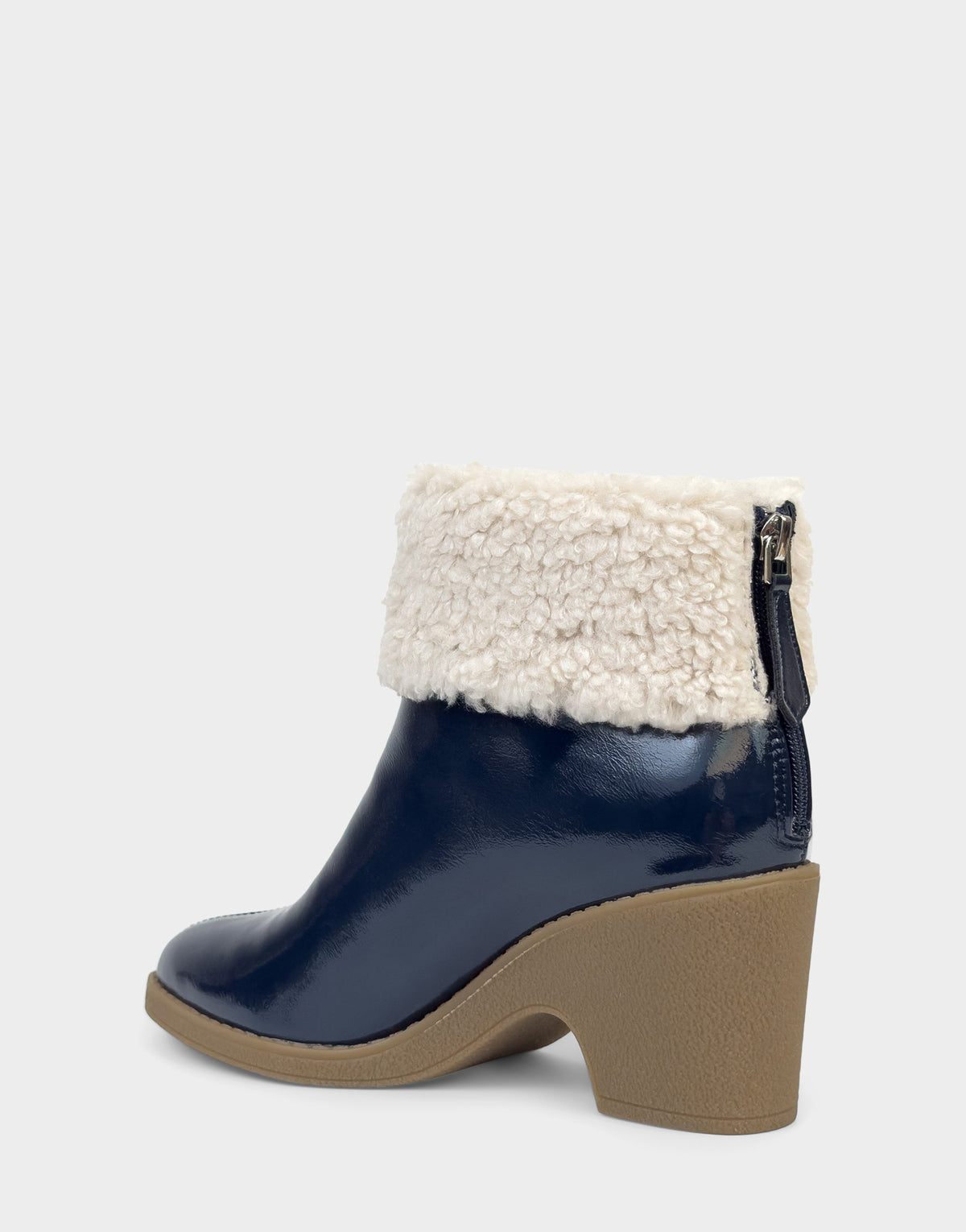 Comfortable Women's Wedge Bootie In Navy Patent Faux Leather | Aerosoles Shoes