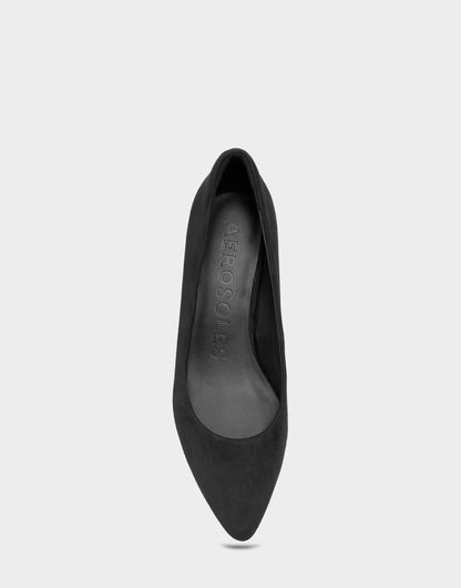 Women's Kitten Heel Pump in Black Suede | Aerosoles Shoes