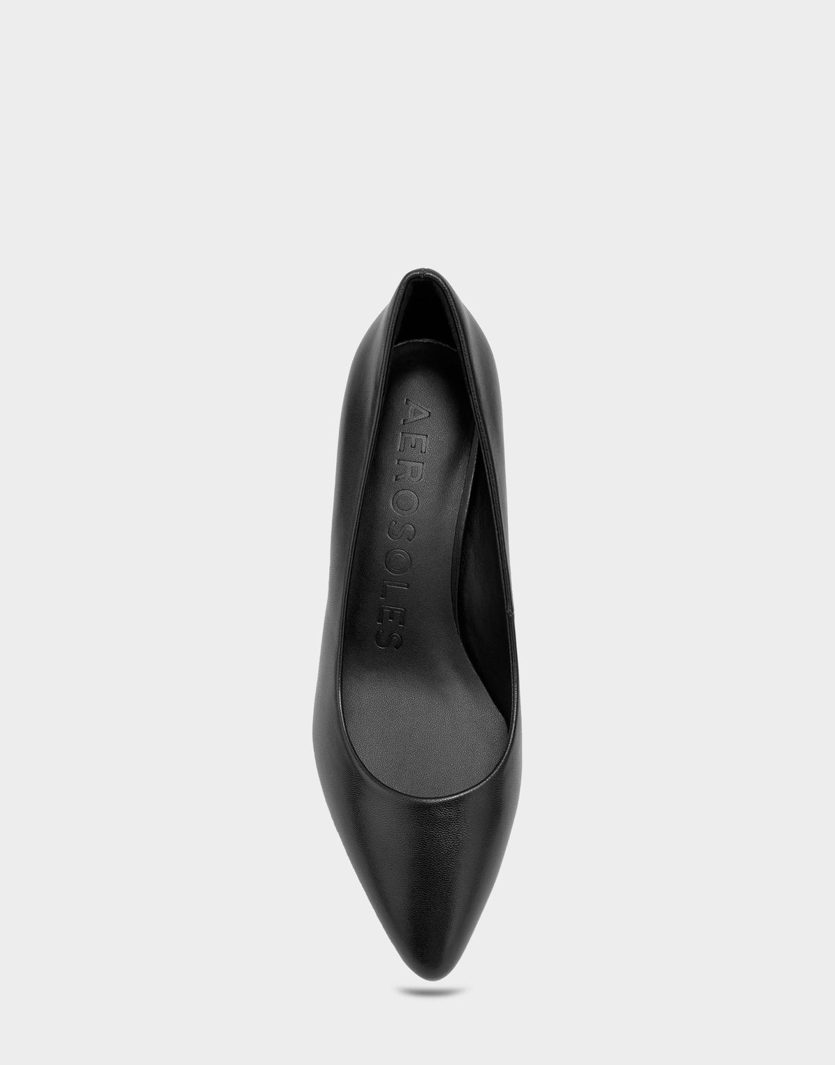 Women's Kitten Heel Pump in Black Leather | Aerosoles Shoes