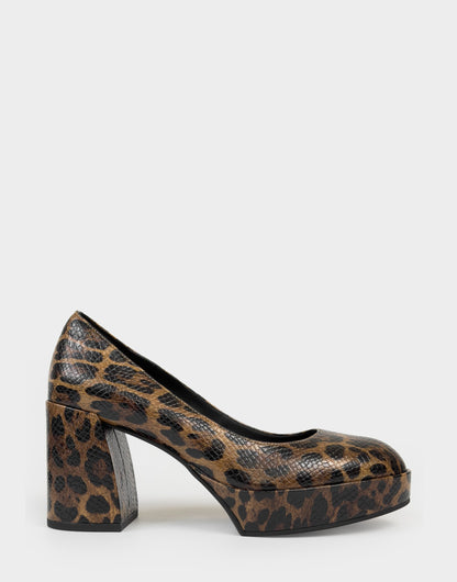 Women's Platform Pump in Mocha Jaguar Print Faux Leather | Aerosoles Shoes