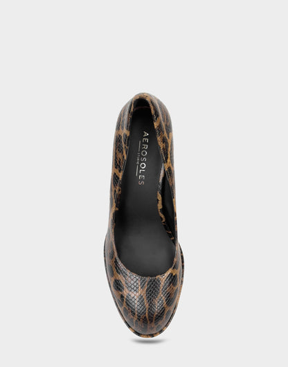 Women's Platform Pump in Mocha Jaguar Print Faux Leather | Aerosoles Shoes