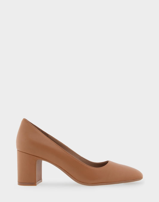 Minetta Tan Leather Mid-Heel Pump | Aerosoles Shoes