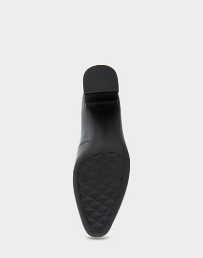 Minetta Black Leather Mid-Heel Pump | Aerosoles Shoes