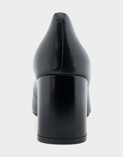 Minetta Black Leather Mid-Heel Pump | Aerosoles Shoes