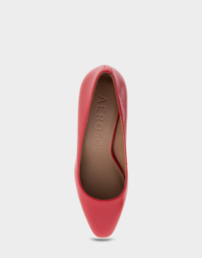 Minetta Racing Red Leather Mid-Heel Pump | Aerosoles Shoes