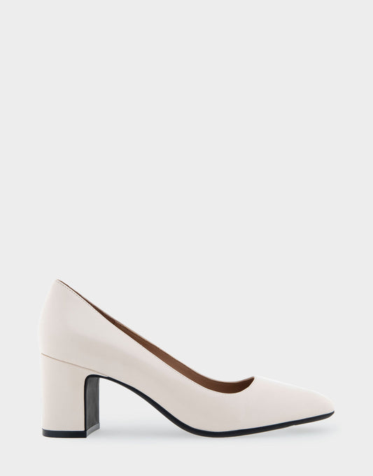 Minetta Eggnog Leather Mid-Heel Pump | Aerosoles Shoes