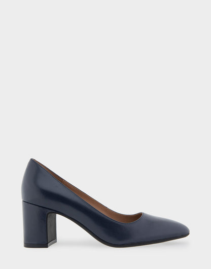 Minetta Navy Leather Mid-Heel Pump | Aerosoles Shoes