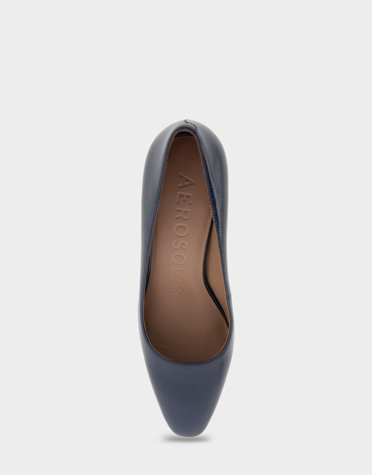 Minetta Navy Leather Mid-Heel Pump | Aerosoles Shoes