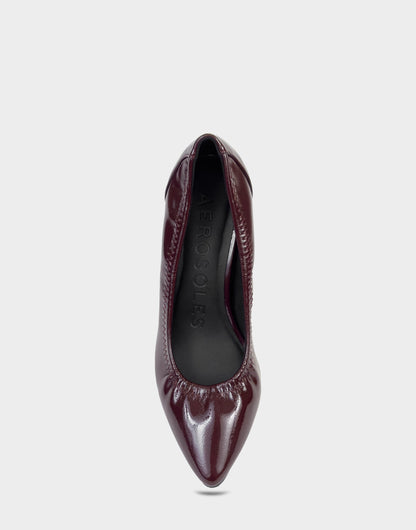 Women's Pump in Merlot Stretch Crinkle Patent | Aerosoles Shoes