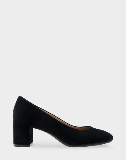 Ebel Black Genuine Suede Mid Heel Pump | Aerosoles Shoes