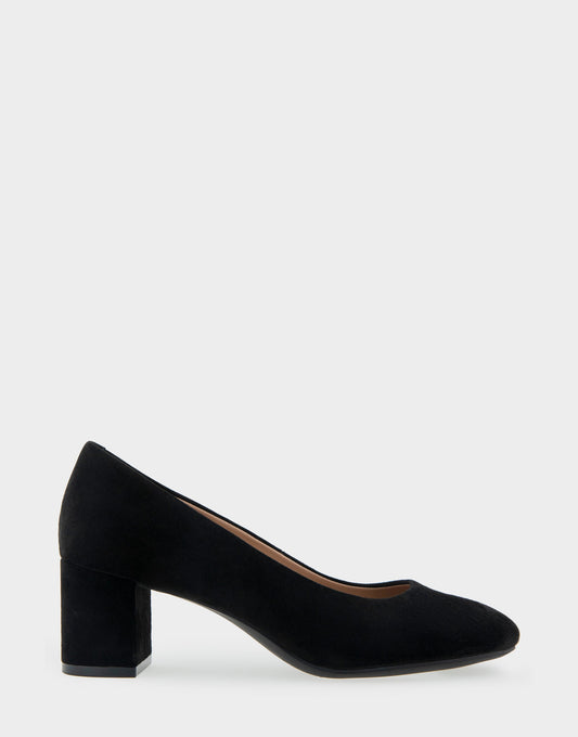 Ebel Black Genuine Suede Mid Heel Pump | Aerosoles Shoes