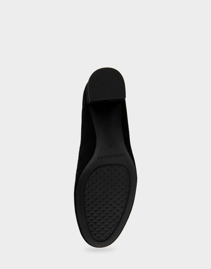 Ebel Black Genuine Suede Mid Heel Pump | Aerosoles Shoes