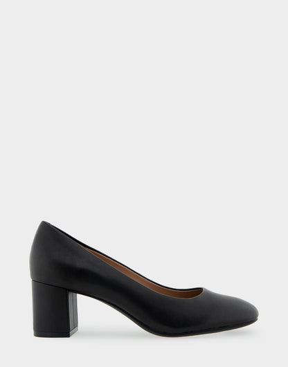 Ebel Black Genuine Leather Mid Heel Pump | Aerosoles Shoes