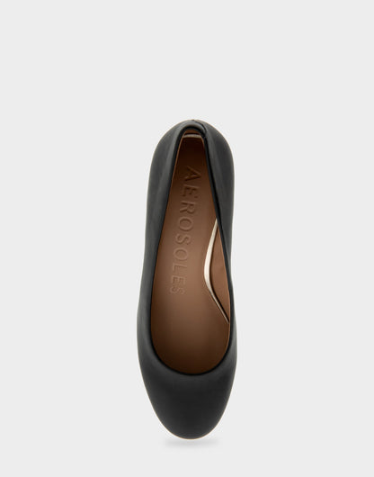 Ebel Black Genuine Leather Mid Heel Pump | Aerosoles Shoes