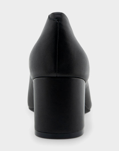 Ebel Black Genuine Leather Mid Heel Pump | Aerosoles Shoes