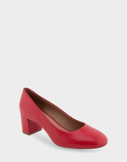 Ebel Racing Red Leather Mid Heel Pump | Aerosoles Shoes