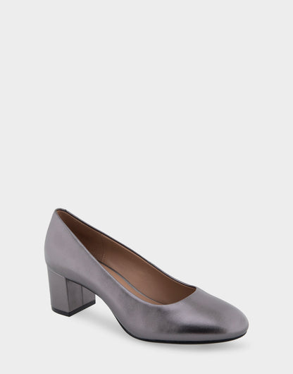 Ebel Gunmetal Metallic Genuine Leather Mid Heel Pump | Aerosoles Shoes