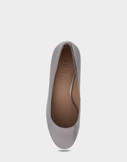 Ebel Gunmetal Metallic Genuine Leather Mid Heel Pump | Aerosoles Shoes