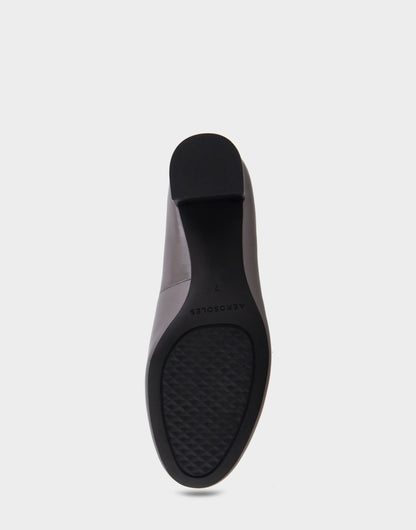 Ebel Gunmetal Metallic Genuine Leather Mid Heel Pump | Aerosoles Shoes