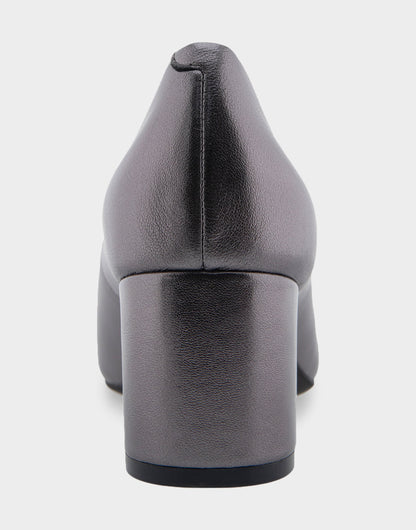 Ebel Gunmetal Metallic Genuine Leather Mid Heel Pump | Aerosoles Shoes
