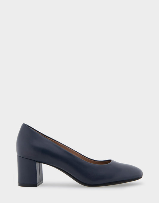 Ebel Navy Genuine Leather Mid Heel Pump | Aerosoles Shoes