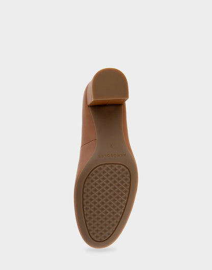 Ebel Tan Genuine Leather Mid Heel Pump | Aerosoles Shoes