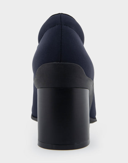 Casta Navy Stretch Gabardine Fabric Mid Heel Pump | Aerosoles Shoes