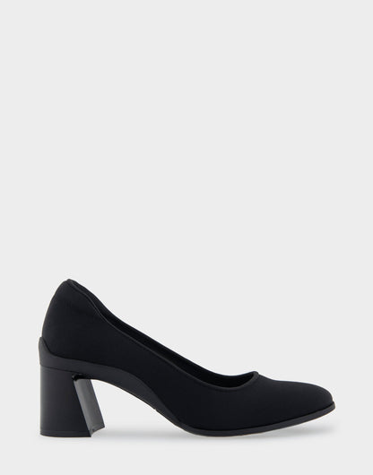 Casta Black Stretch Gabardine Fabric Mid Heel Pump | Aerosoles Shoes