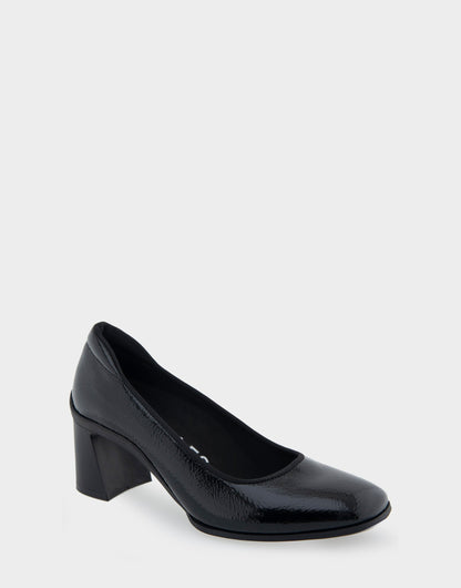 Casta Black Patent Faux Leather Mid Heel Pump | Aerosoles Shoes
