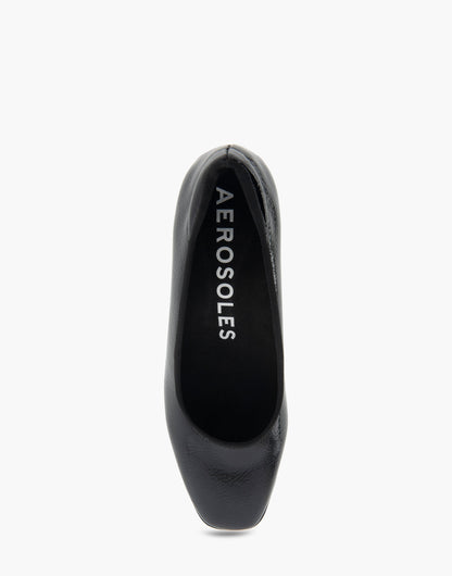Casta Black Patent Faux Leather Mid Heel Pump | Aerosoles Shoes