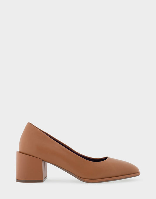 Alae Tan Genuine Leather Mid Heel Pump | Aerosoles Shoes