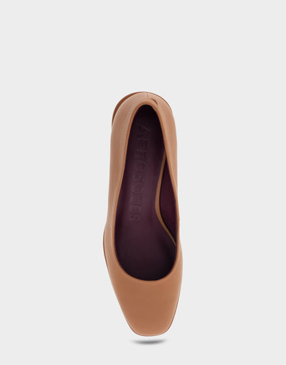 Alae Tan Genuine Leather Mid Heel Pump | Aerosoles Shoes