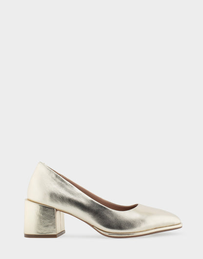 Alae Soft Gold Genuine Leather Mid Heel Pump | Aerosoles Shoes