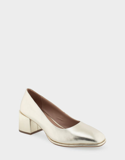 Alae Soft Gold Genuine Leather Mid Heel Pump | Aerosoles Shoes