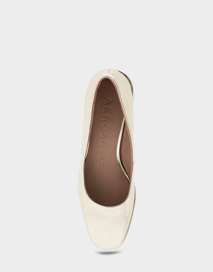 Alae Soft Gold Genuine Leather Mid Heel Pump | Aerosoles Shoes
