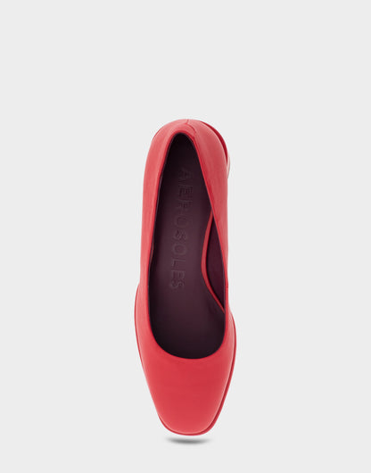 Alae Racing Red Genuine Leather Mid Heel Pump | Aerosoles Shoes