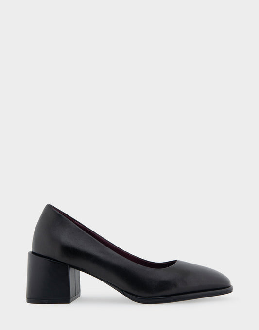 Alae Black Genuine Leather Mid Heel Pump | Aerosoles Shoes