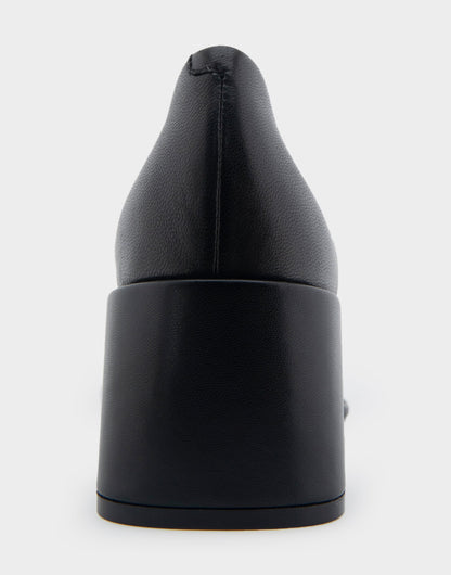 Alae Black Genuine Leather Mid Heel Pump | Aerosoles Shoes