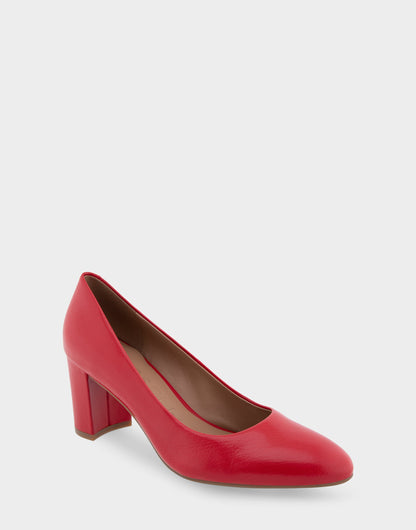 Betsy Racing Red Leather Mid Heel Pump | Aerosoles Shoes