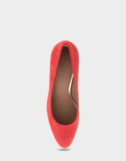 Betsy Red Genuine Suede Mid Heel Pump | Aerosoles Shoes