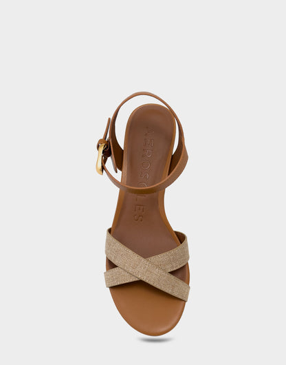 Women's Low Heeled Sandal in Natural Linen | Aerosoles New