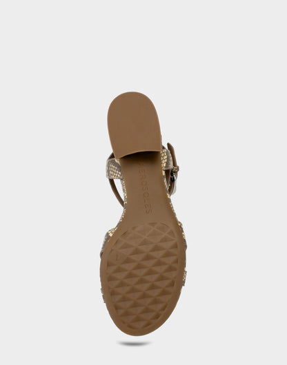 Women's Heeled Sandal in Pale Yellow Faux Snake Print | Aerosoles New
