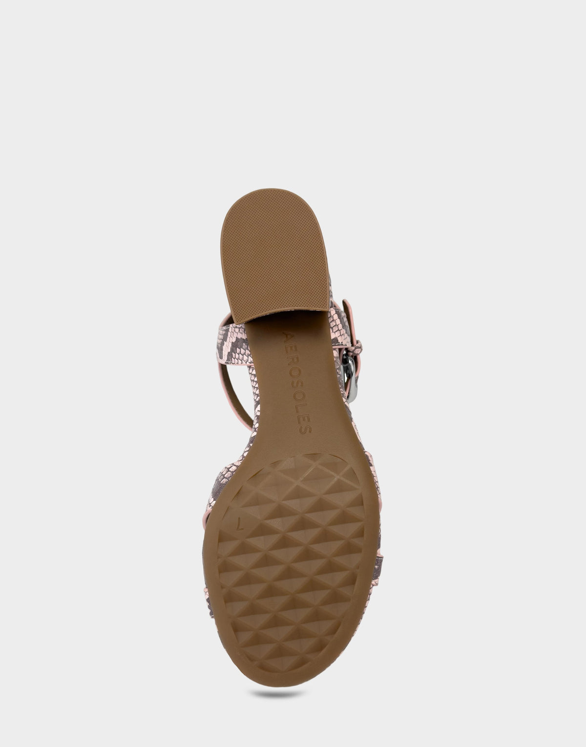 Women's Heeled Sandal in Pale Pink Faux Snake Print | Aerosoles New