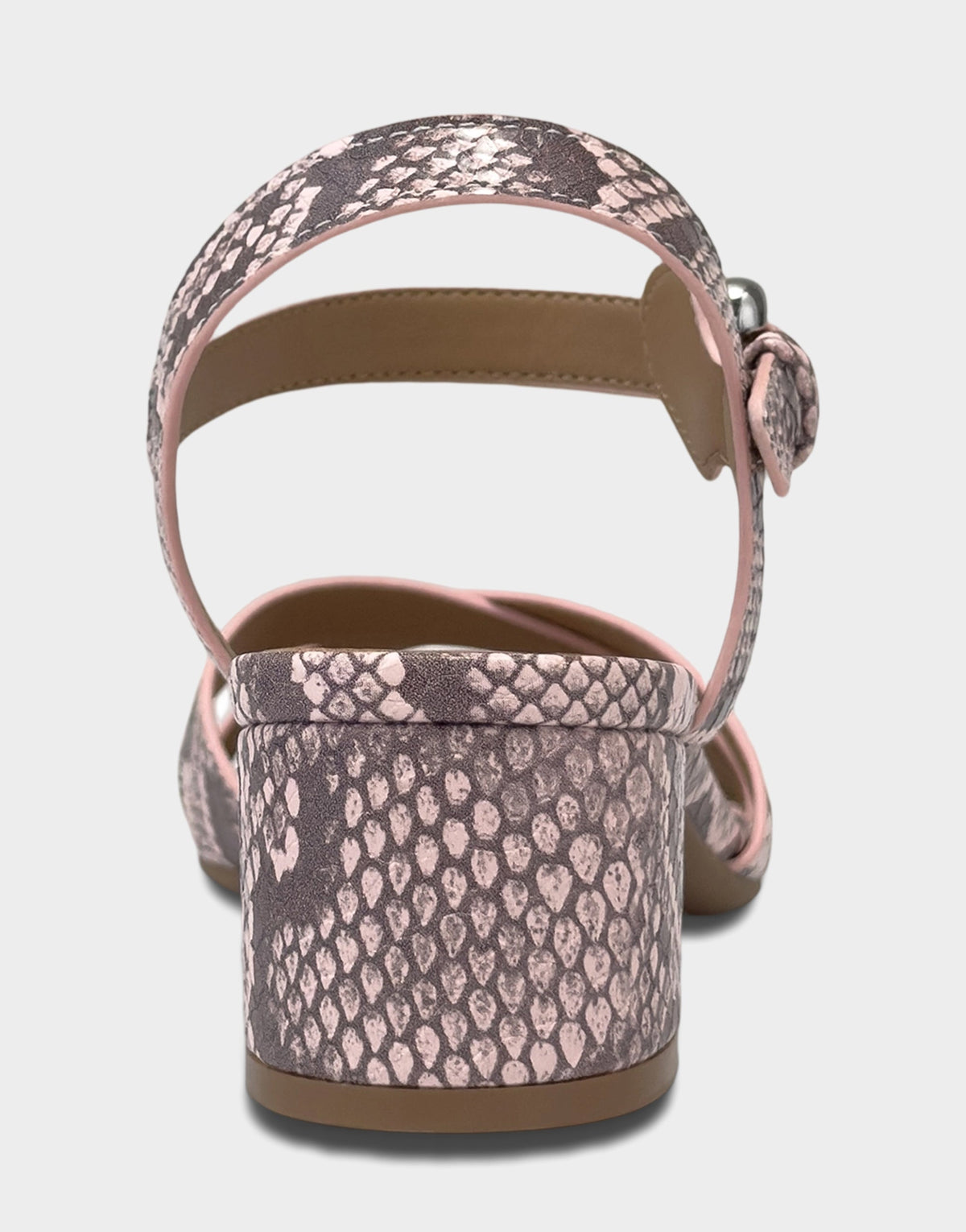 Women's Heeled Sandal in Pale Pink Faux Snake Print | Aerosoles New