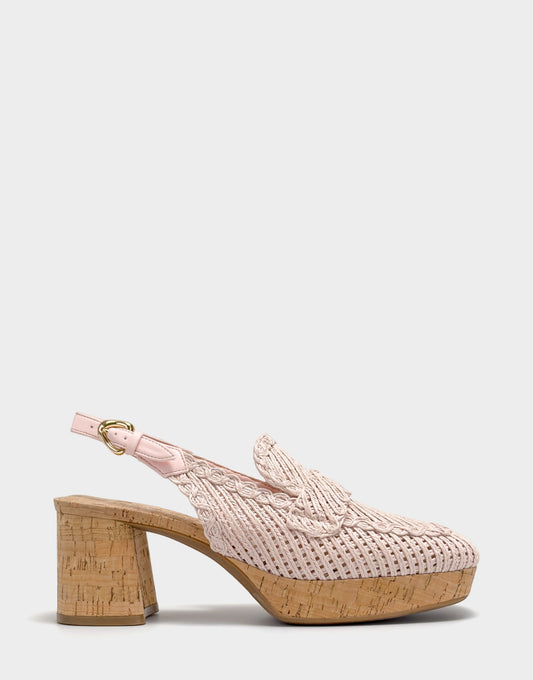 Santina Platform Slingback Loafer In Pale Pink Embroidered Raffia | Aerosoles New|Shoes