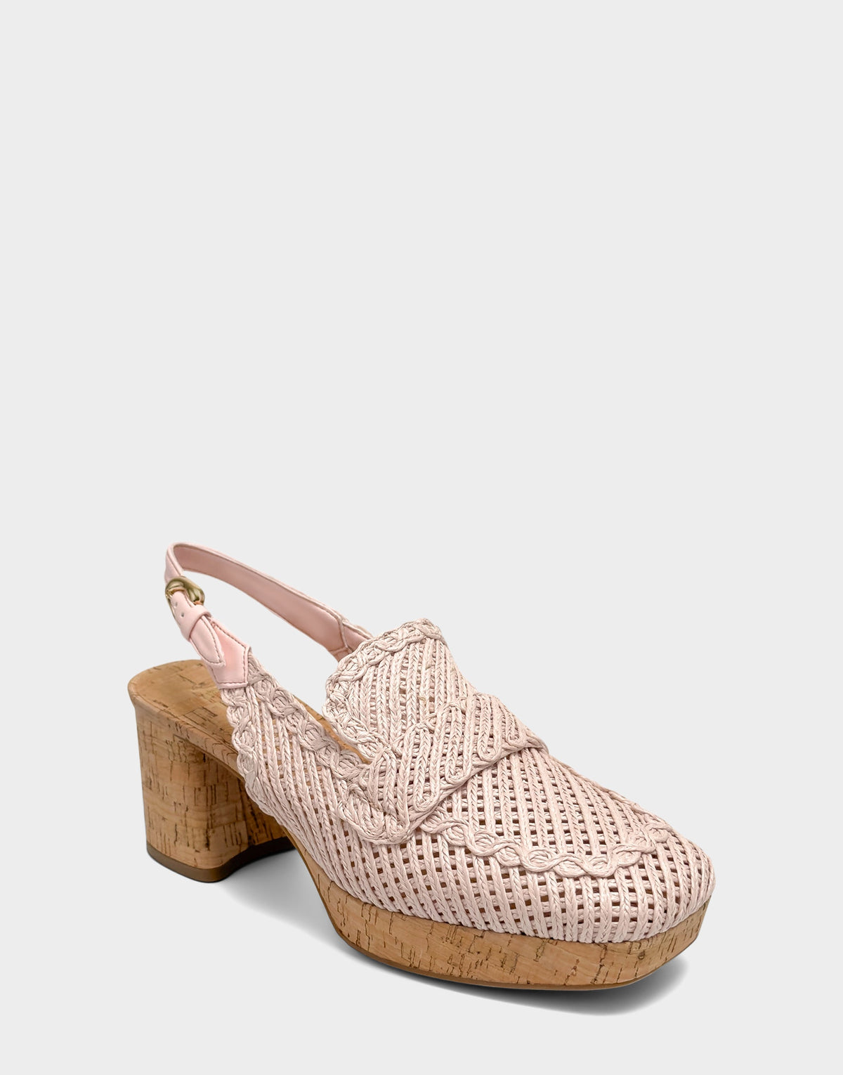 Santina Platform Slingback Loafer In Pale Pink Embroidered Raffia | Aerosoles New|Shoes