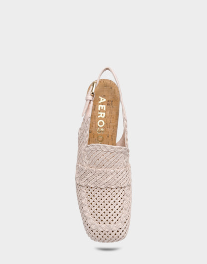 Santina Platform Slingback Loafer In Pale Pink Embroidered Raffia | Aerosoles New|Shoes