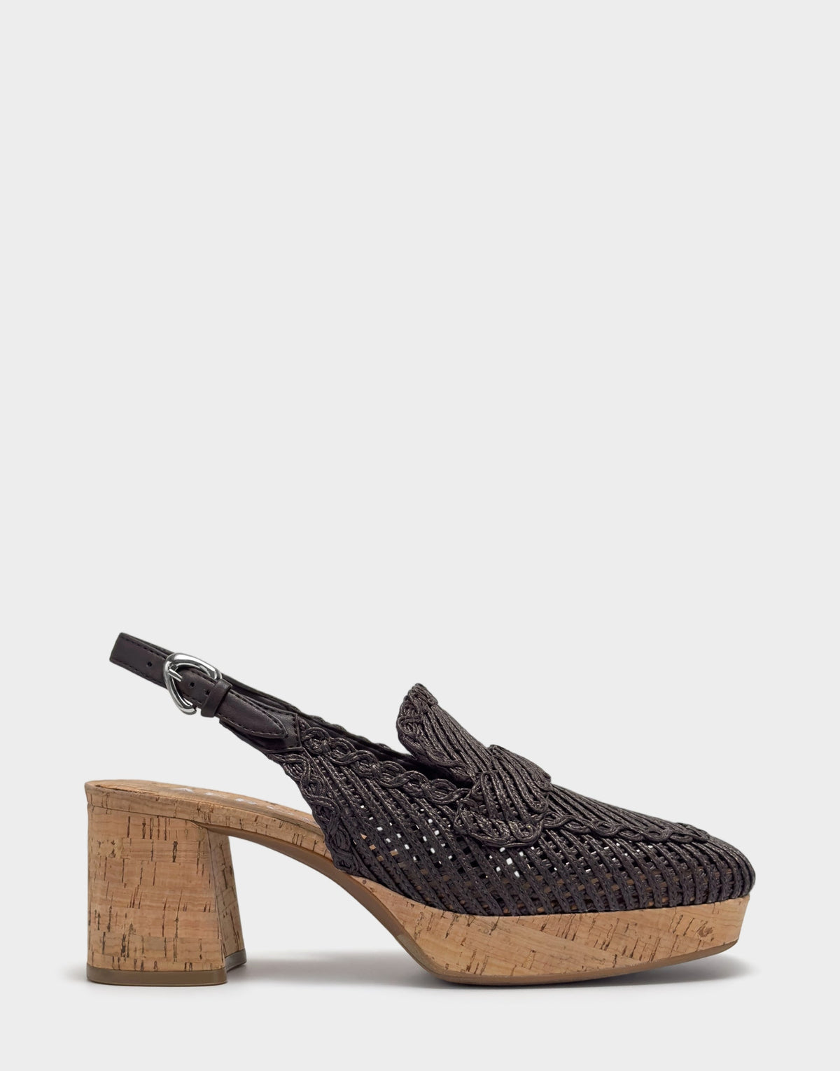 Santina Platform Slingback Loafer In Dark Brown Embroidered Natural Raffia | Aerosoles New|Shoes