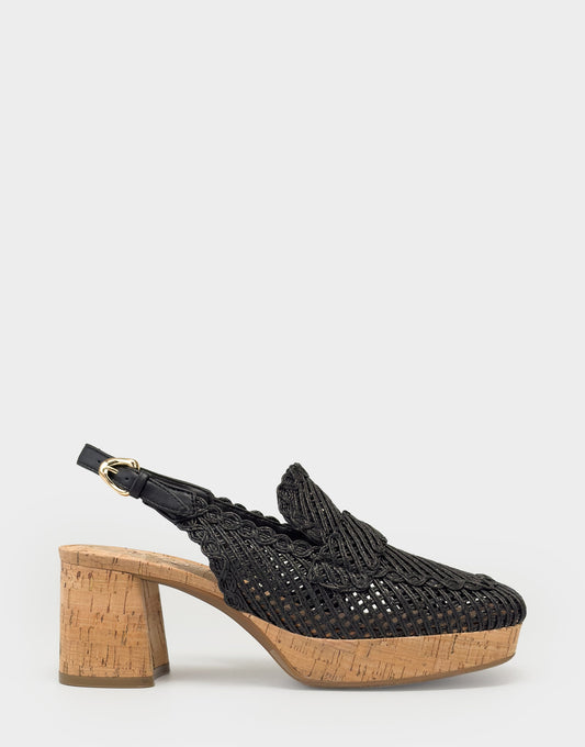 Santina Platform Slingback Loafer In Black Raffia | Aerosoles New|Shoes