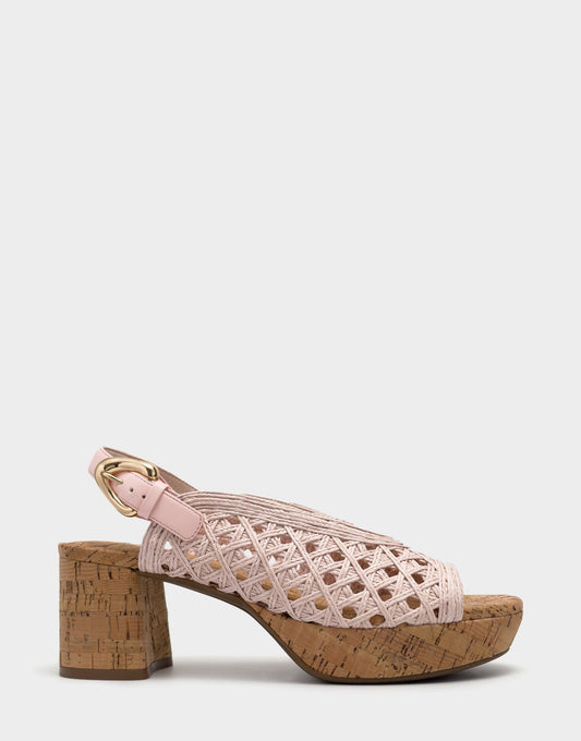 Women's Platform Sandal In Pale Pink Embroidered Raffia | Aerosoles New|Shoes